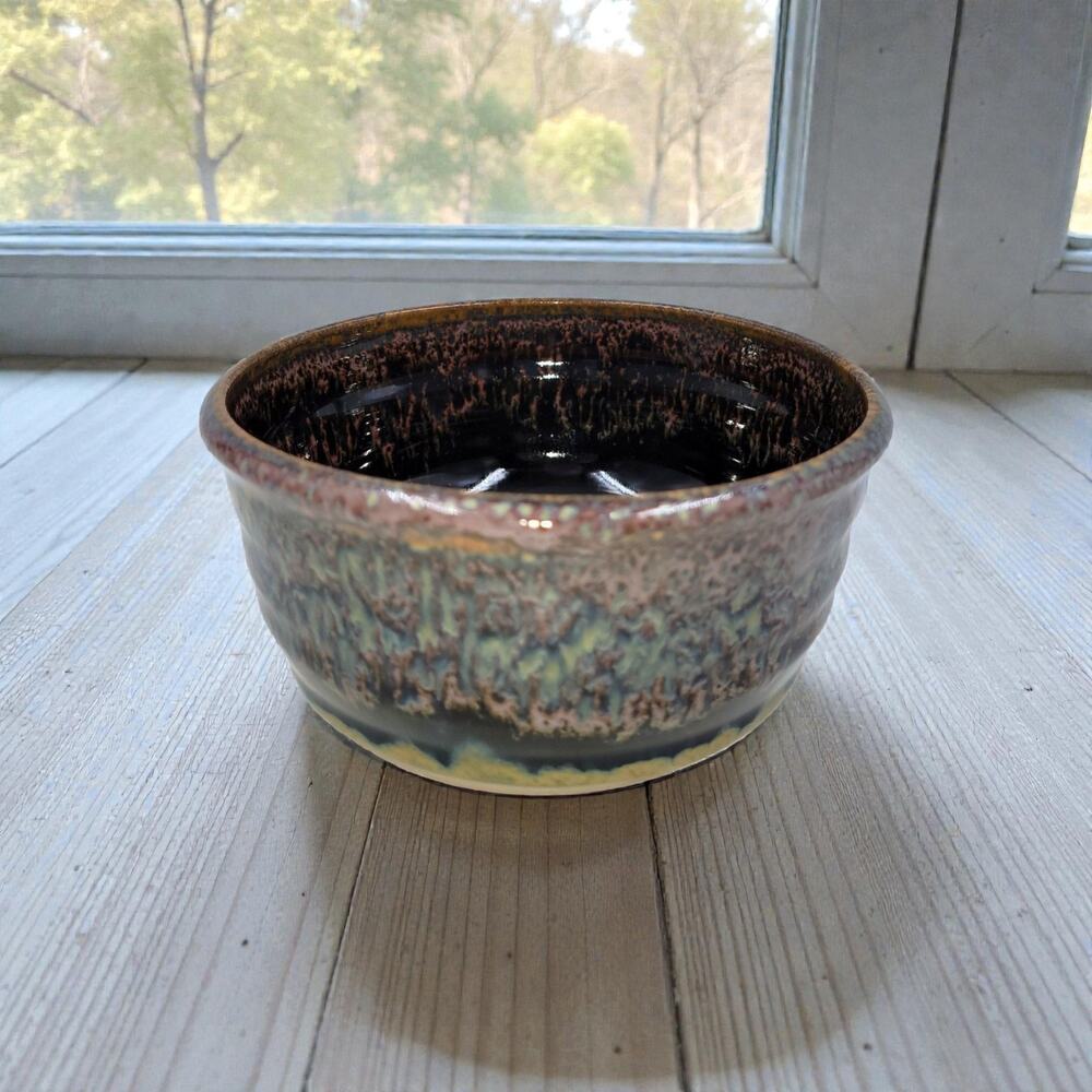 Nancy Sizemore Studio Pottery Drip Glaze Bowl Moreland GA Signed 5 3/4"